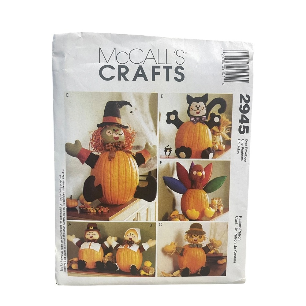 McCall's Crafts 2945 Pumpkin Pokes One Size Halloween Thanksgiving Decor UNCUT